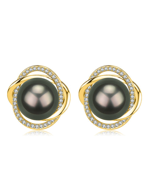 10-11mm Tahitian Pearl & Venus Earrings - May-Lynn